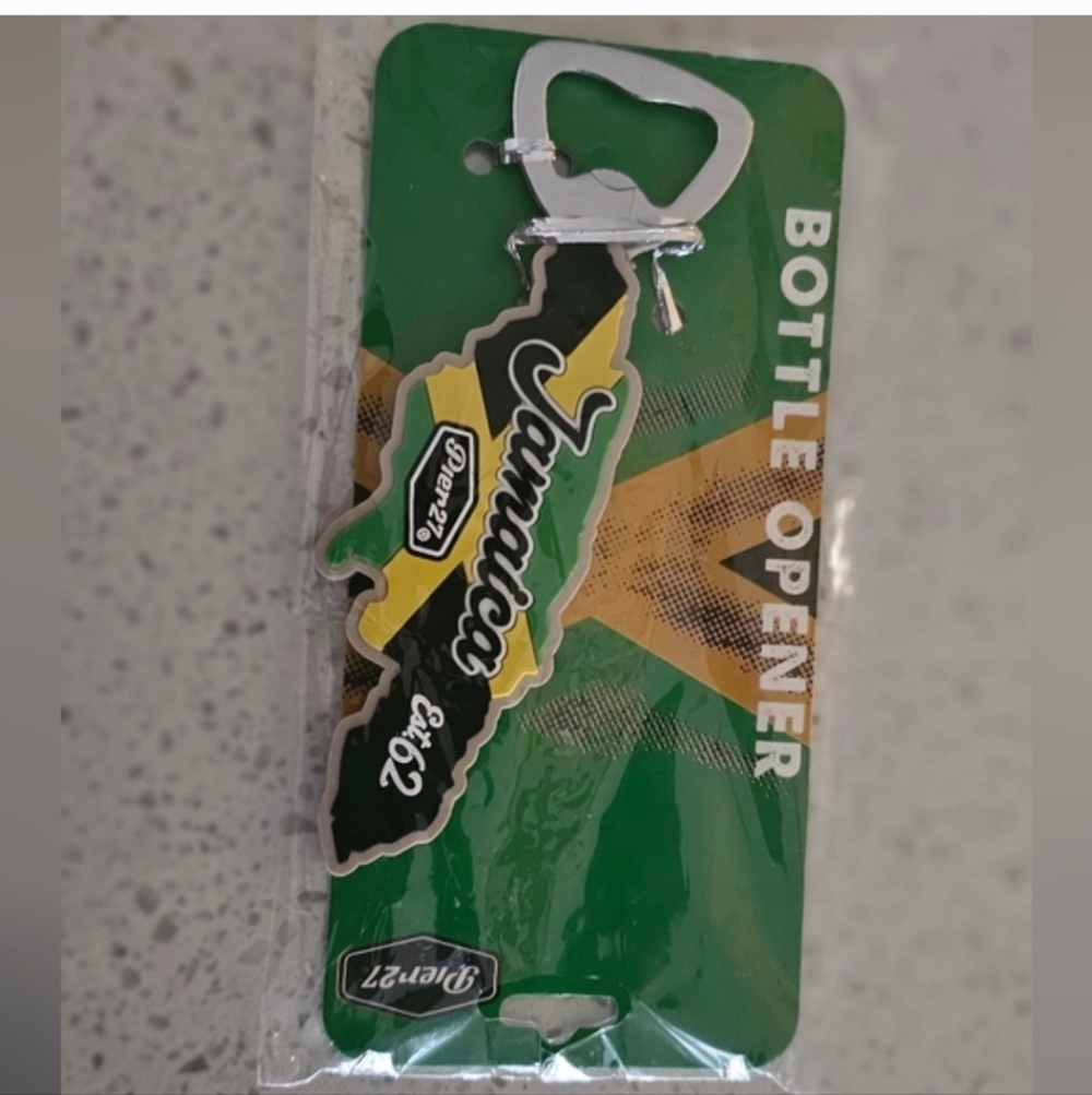 Jamaica Bottle Opener - Green and Silver